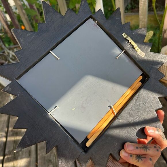 Vintage Wooden Celestial Sun, Moon and stars Wall Mirror from Indonesia 13" - Picture 5 of 16